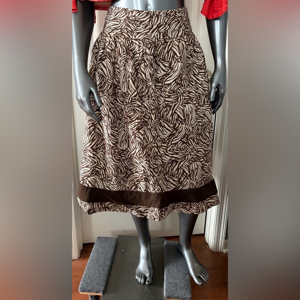 Vintage Y2K Brown & Cream Zebra Print A-Line Skirt
